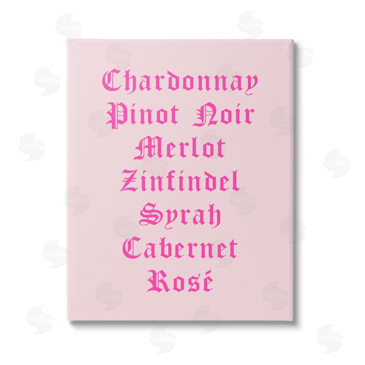 House of Lulu Chic Pink Wine List Stretched Canvas Wall Art Print