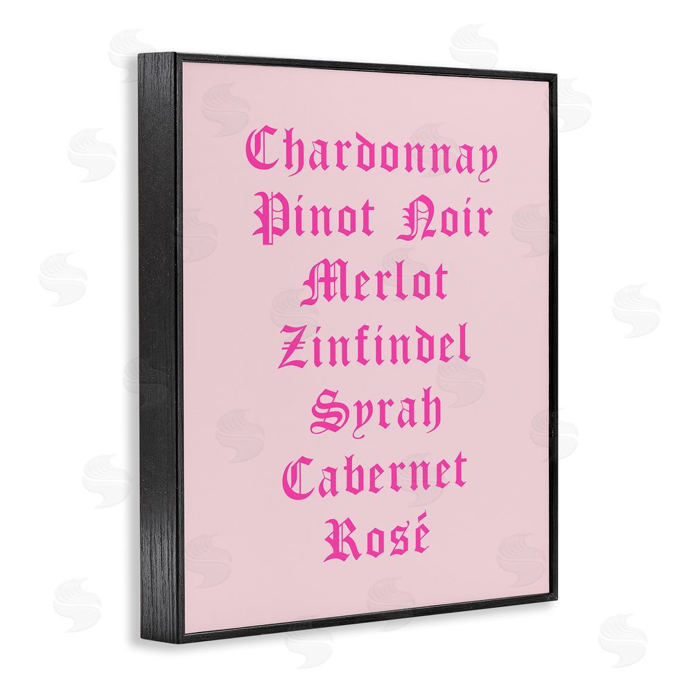 House of Lulu Chic Pink Wine List Black Framed Giclee Wall Art Print
