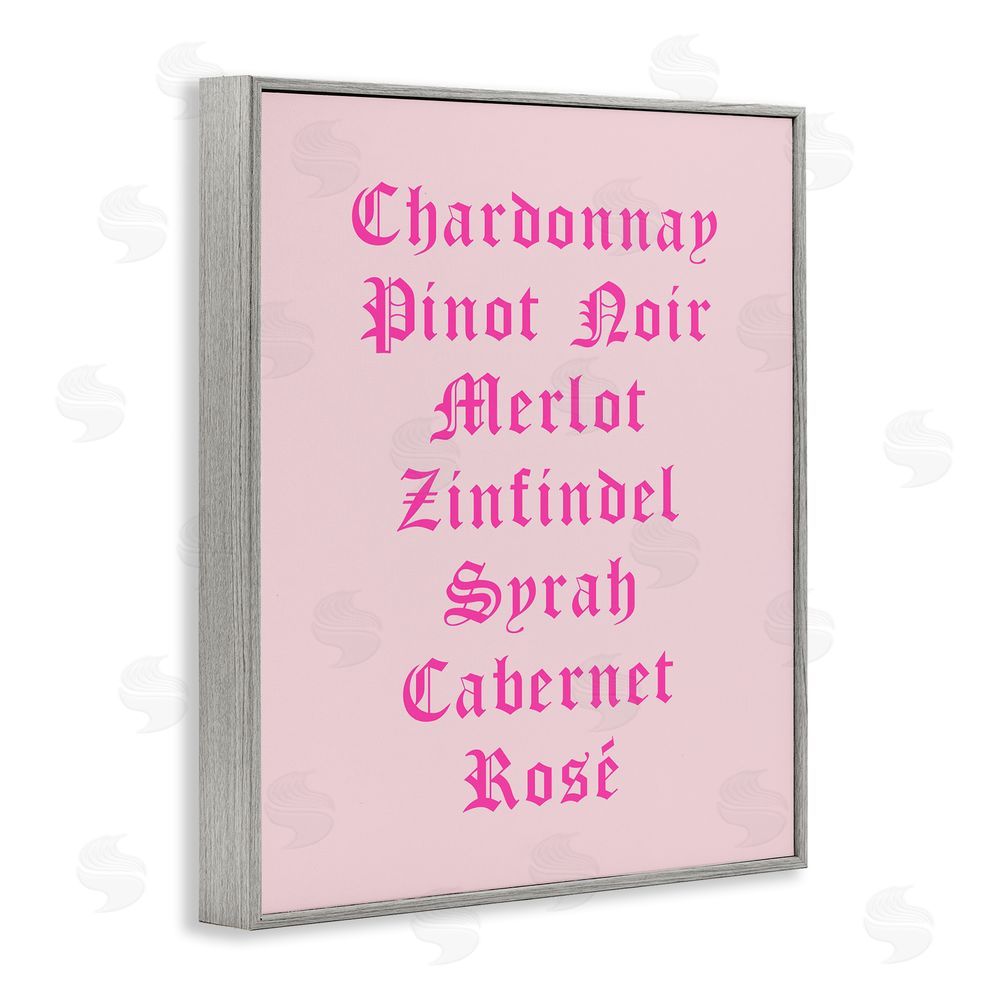 House of Lulu Chic Pink Wine List Gray Framed Giclee Wall Art Print
