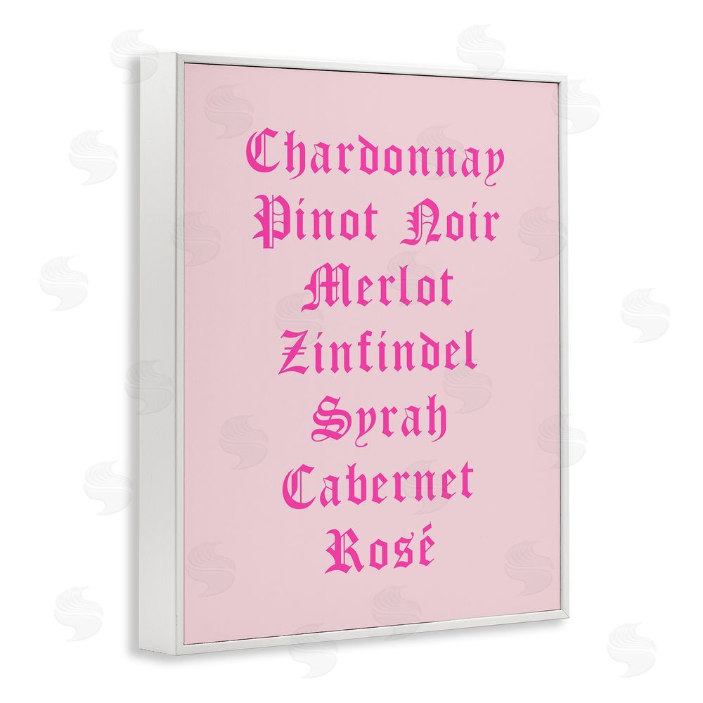 House of Lulu Chic Pink Wine List White Framed Giclee Wall Art Print