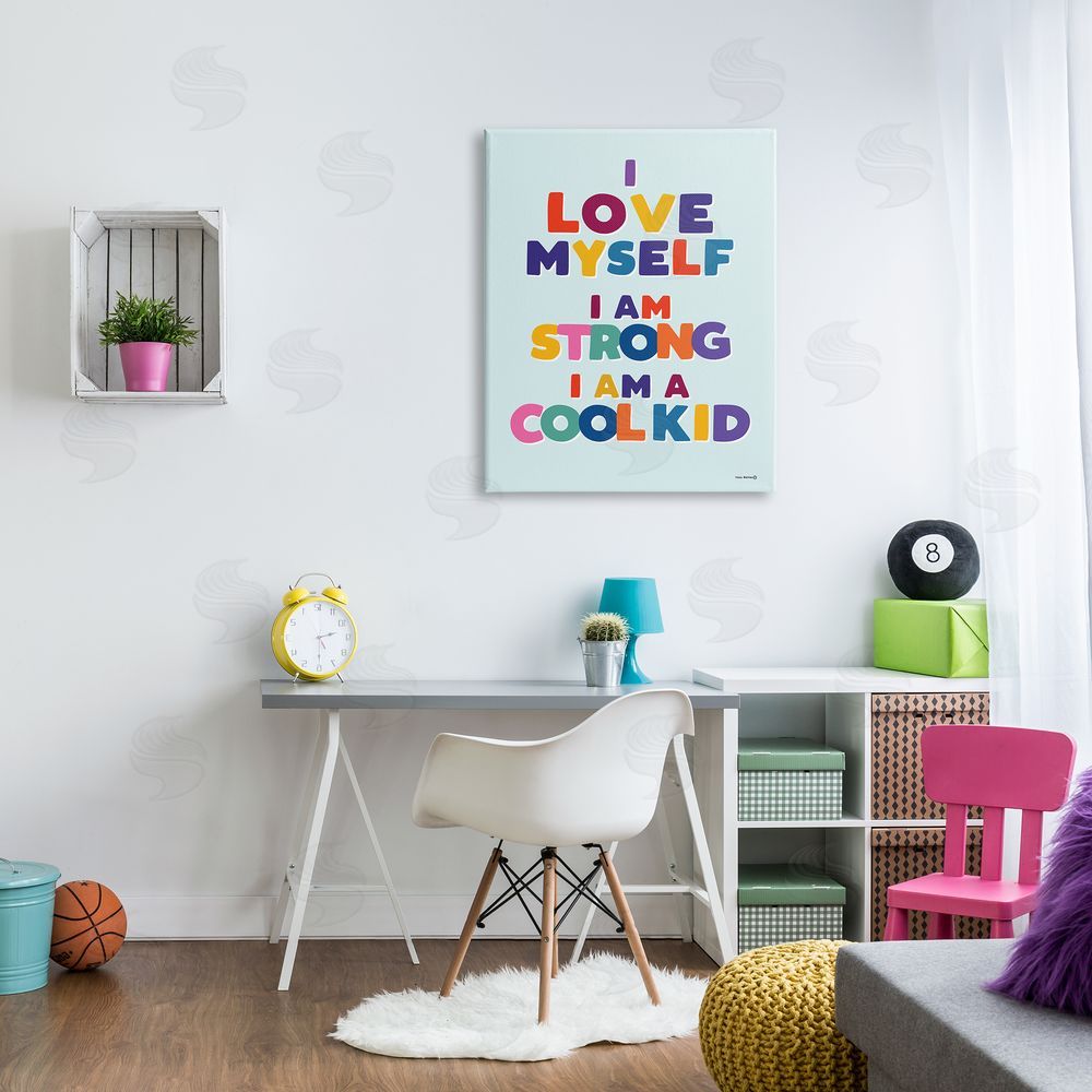 Yass Naffas Designs Kid's Self-Esteem Phrases Canvas Wall Art Print in Room