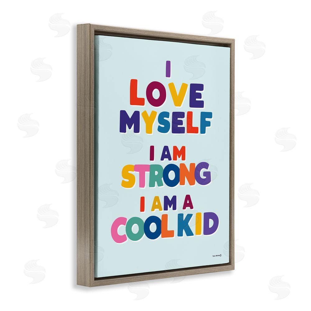 Yass Naffas Designs Kid's Self-Esteem Phrases Brown Floating Frame Canvas Wall Art Print
