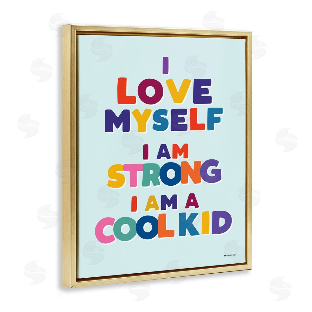 Yass Naffas Designs Kid's Self-Esteem Phrases Gold Floating Frame Canvas Wall Art Print
