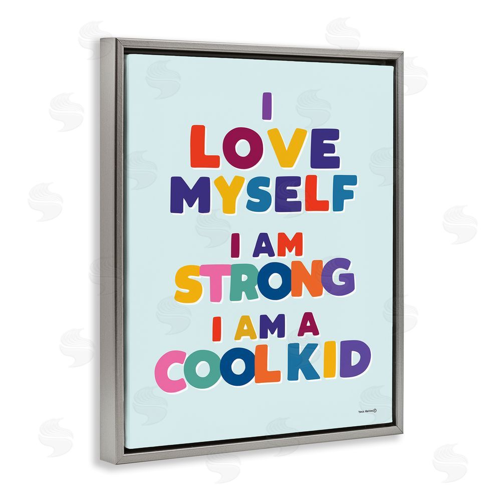 Yass Naffas Designs Kid's Self-Esteem Phrases Grey Floating Frame Canvas Wall Art Print