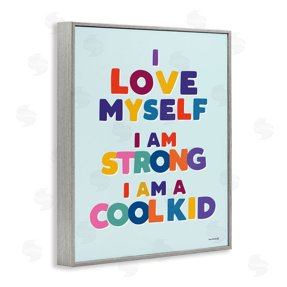 Yass Naffas Designs Kid's Self-Esteem Phrases Gray Framed Giclee Wall Art Print