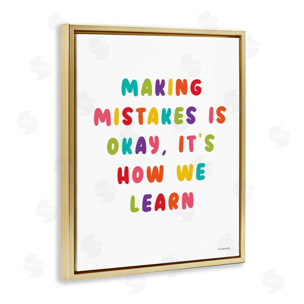 Yass Naffas Designs Making Mistakes Is Okay Gold Floating Frame Canvas Wall Art Print