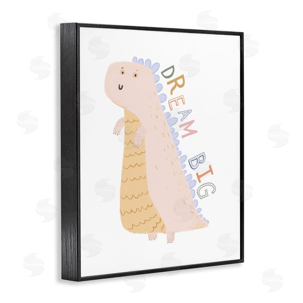 Katie Griggs Dream Big Pastel T-Rex Black Framed Giclee Wall Art Print