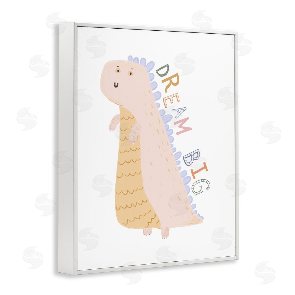 Katie Griggs Dream Big Pastel T-Rex White Framed Giclee Wall Art Print