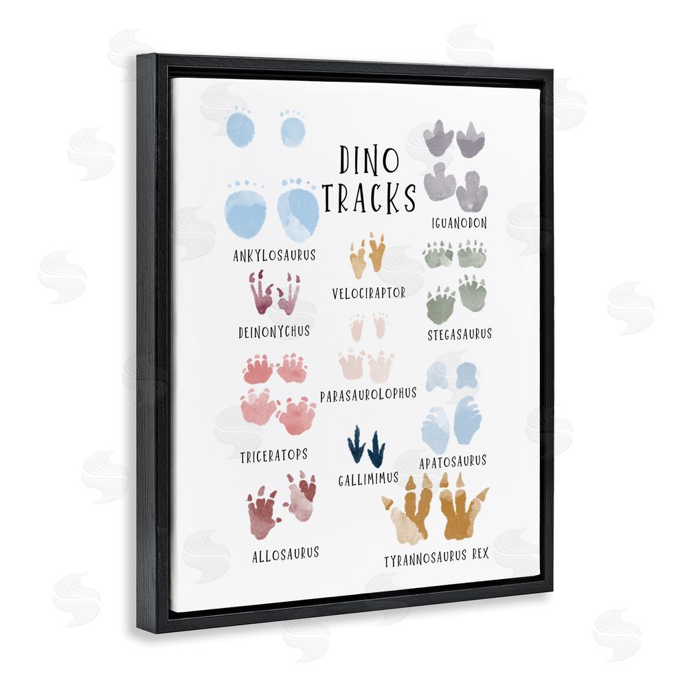 Katie Griggs Dino Tracks Diagram Black Floating Frame Canvas Wall Art Print