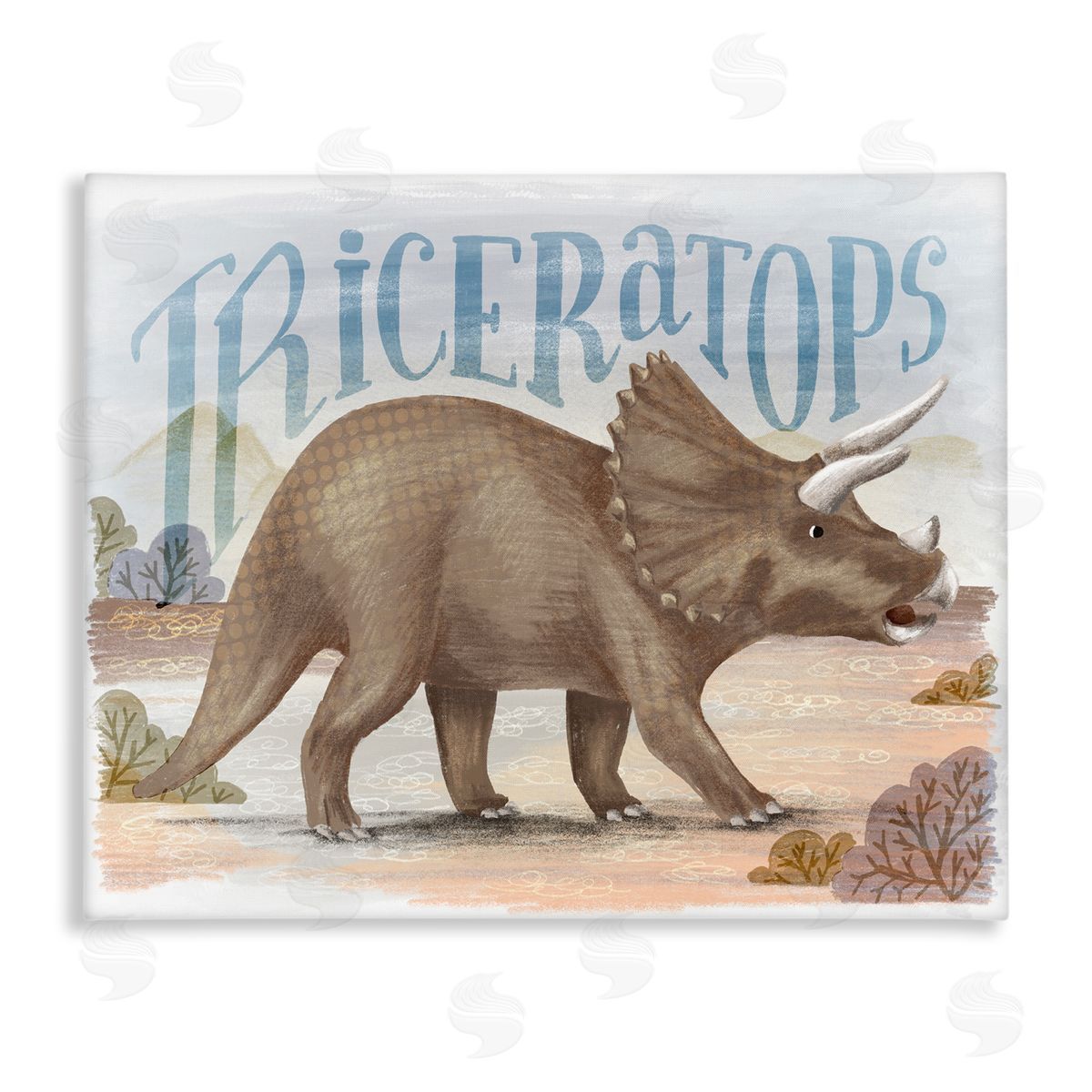Raquel Maciel Triceratops in Nature Stretched Canvas Wall Art Print