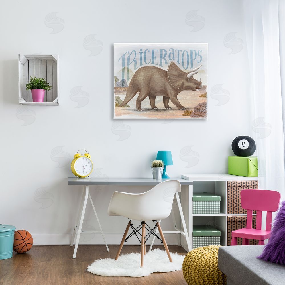 Raquel Maciel Triceratops in Nature Canvas Wall Art Print in Room