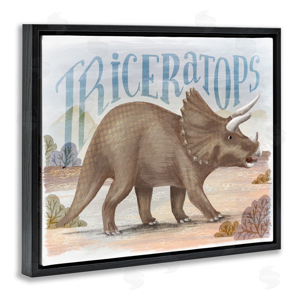 Raquel Maciel Triceratops in Nature Black Floating Frame Canvas Wall Art Print