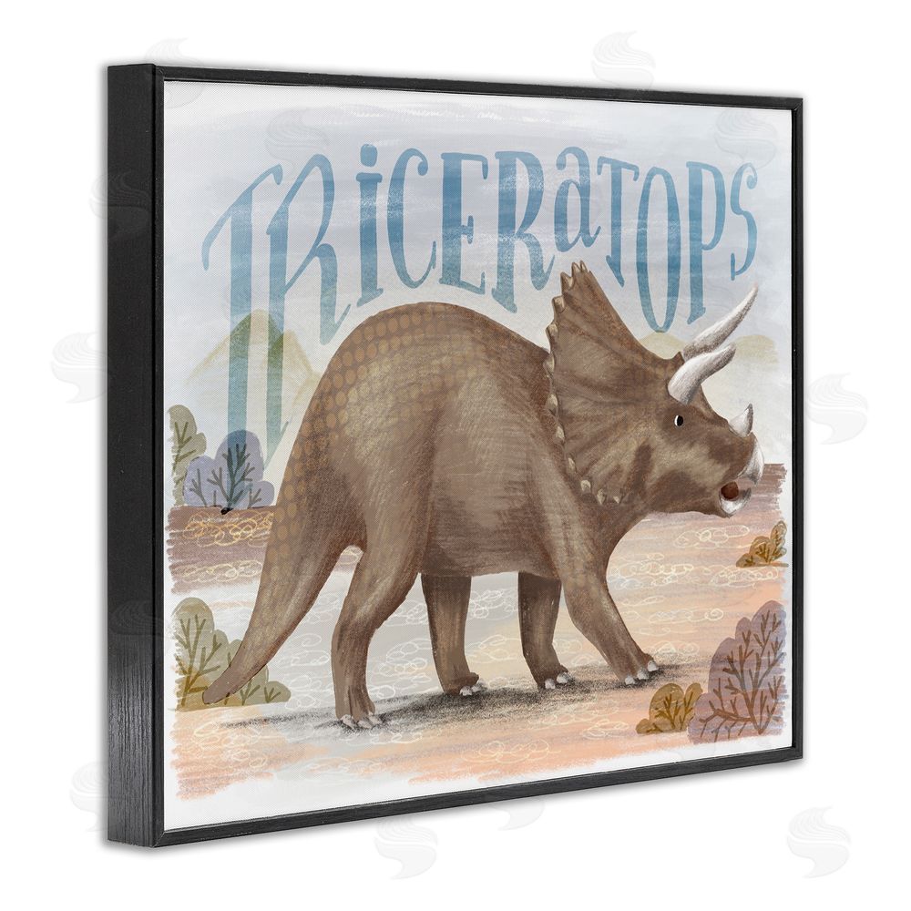 Raquel Maciel Triceratops in Nature Black Framed Giclee Wall Art Print