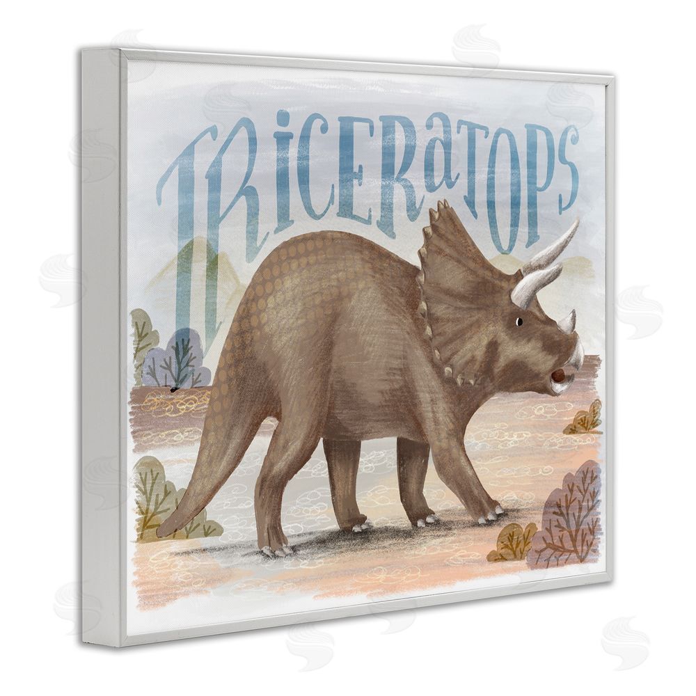 Raquel Maciel Triceratops in Nature White Framed Giclee Wall Art Print