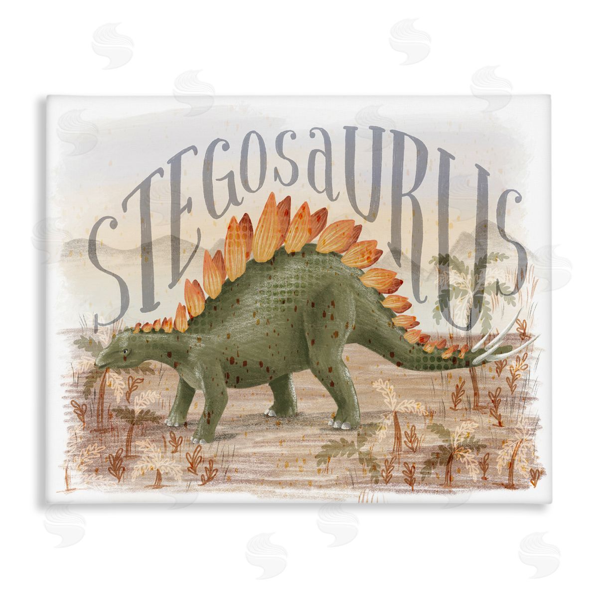 Raquel Maciel Stegosaurus In Nature Stretched Canvas Wall Art Print