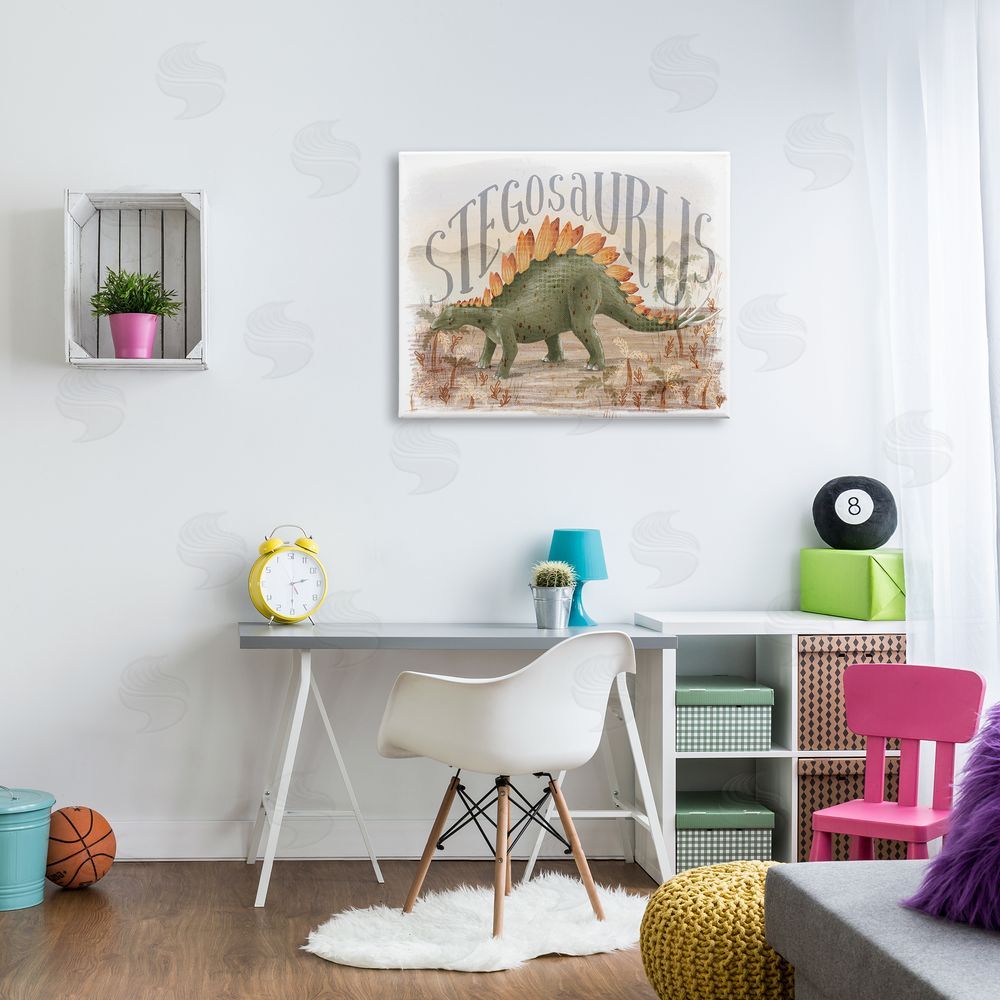 Raquel Maciel Stegosaurus In Nature Canvas Wall Art Print in Room