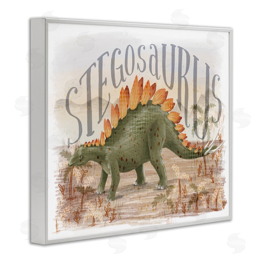 Raquel Maciel Stegosaurus In Nature White Framed Giclee Wall Art Print