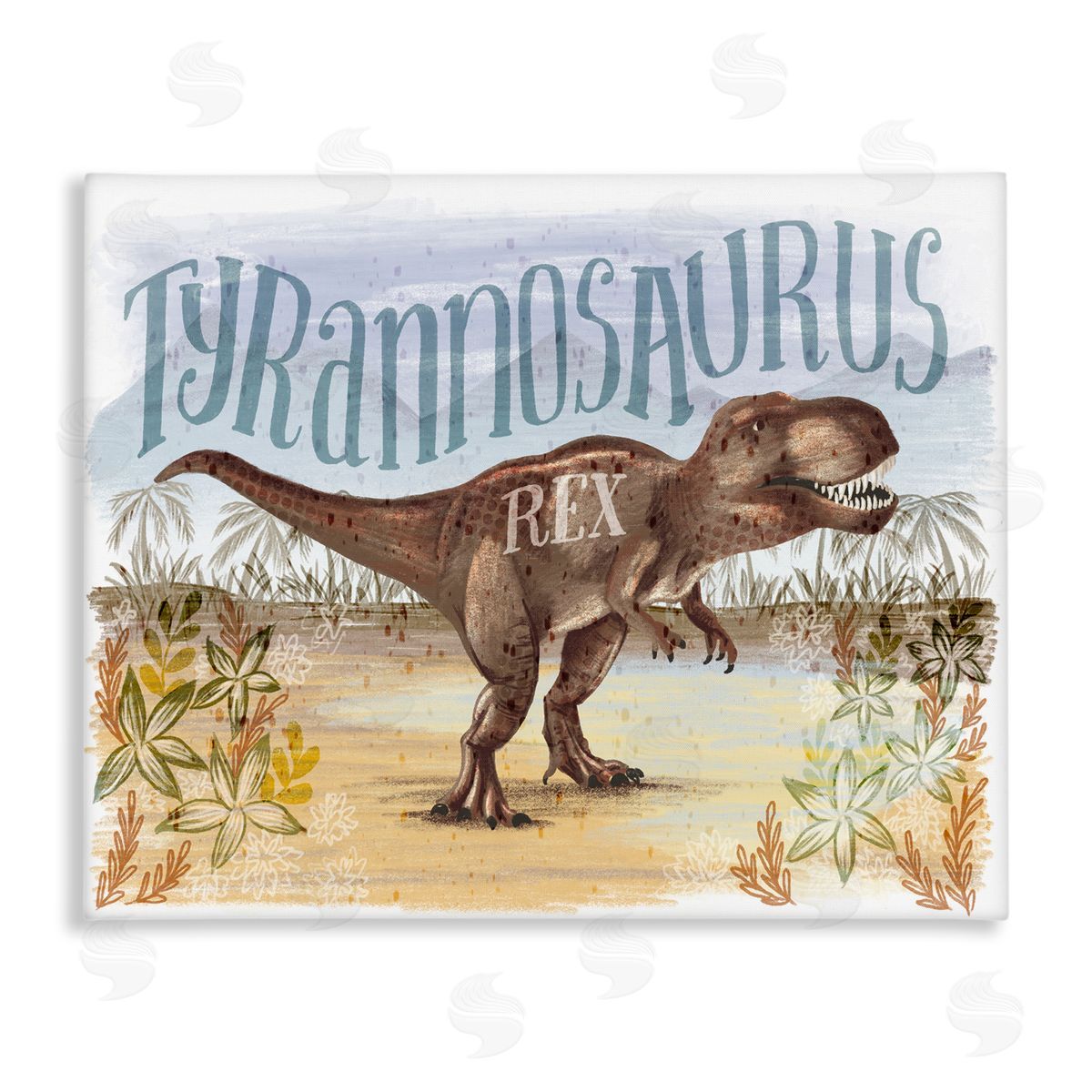 Raquel Maciel T-Rex in Nature Stretched Canvas Wall Art Print