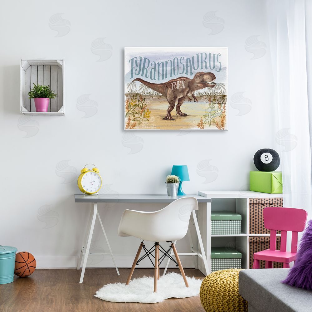 Raquel Maciel T-Rex in Nature Canvas Wall Art Print in Room