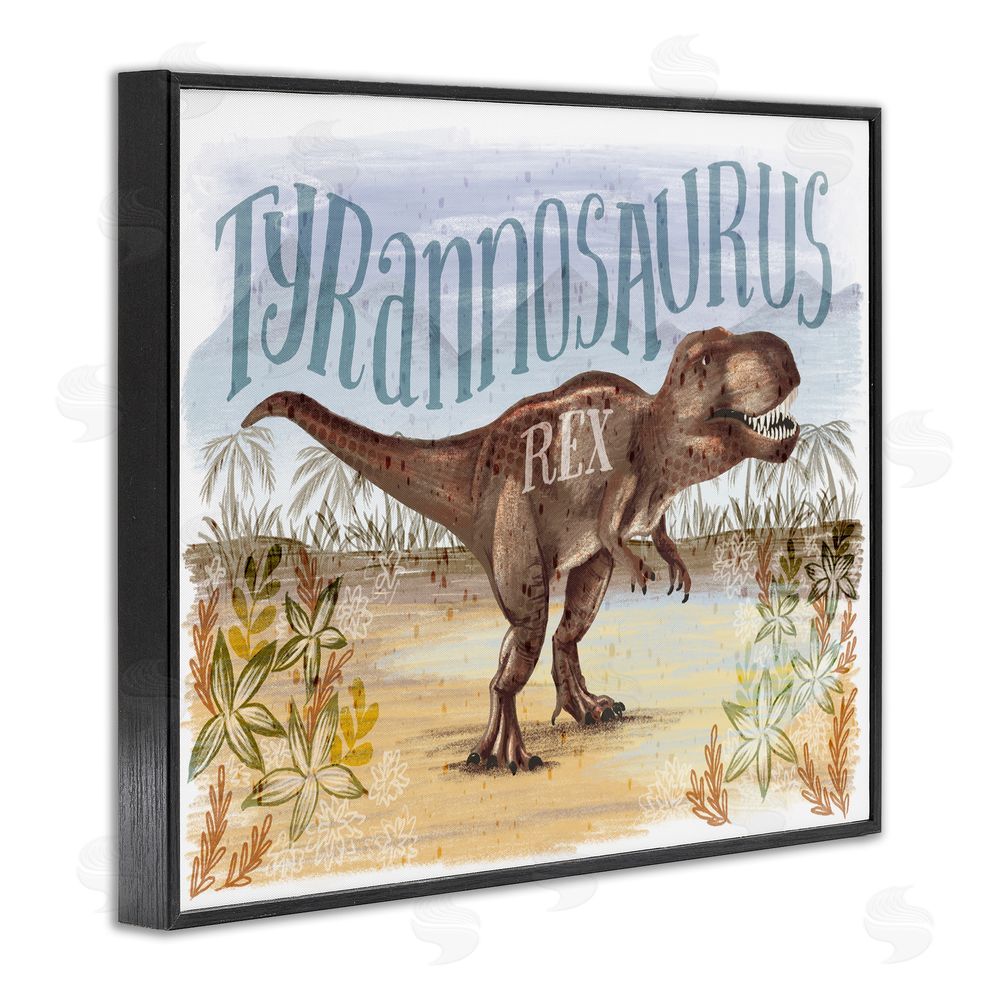 Raquel Maciel T-Rex in Nature Black Framed Giclee Wall Art Print