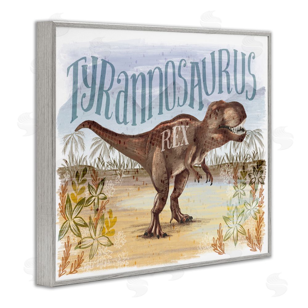 Raquel Maciel T-Rex in Nature Gray Framed Giclee Wall Art Print