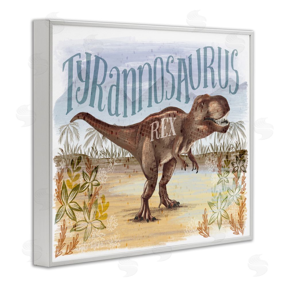 Raquel Maciel T-Rex in Nature White Framed Giclee Wall Art Print