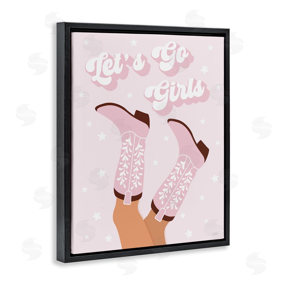 Natalie Carpentieri Let's Go Girls Cowgirl Black Floating Frame Canvas Wall Art Print