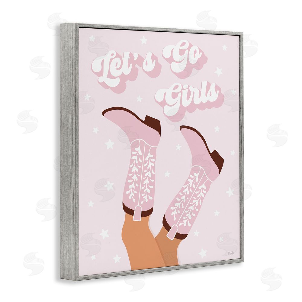 Natalie Carpentieri Let's Go Girls Cowgirl Gray Framed Giclee Wall Art Print