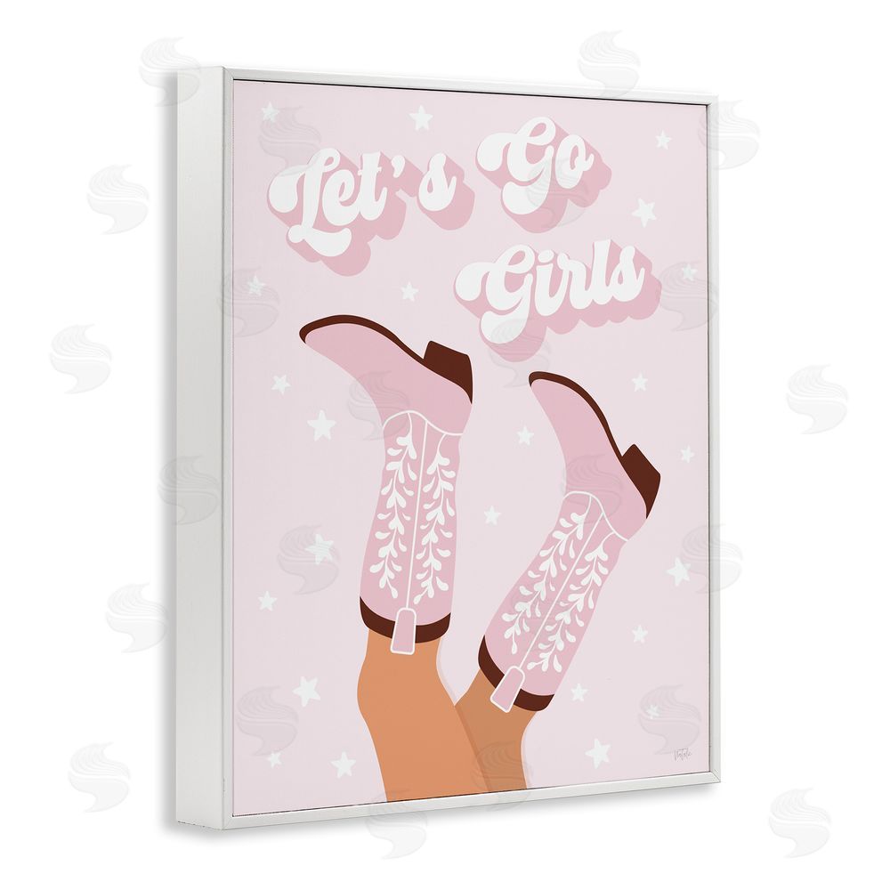 Natalie Carpentieri Let's Go Girls Cowgirl White Framed Giclee Wall Art Print