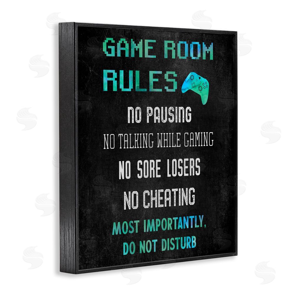 CAD Designs Vintage Game Room Rules Black Framed Giclee Wall Art Print