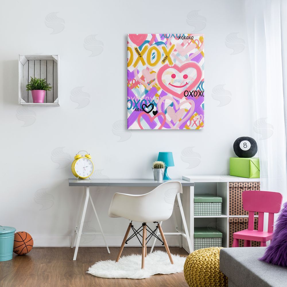 Kristen Brockmon Xoxo Urban Heart Shapes Canvas Wall Art Print in Room