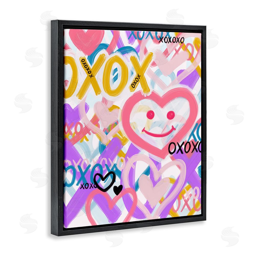 Kristen Brockmon Xoxo Urban Heart Shapes Black Floating Frame Canvas Wall Art Print