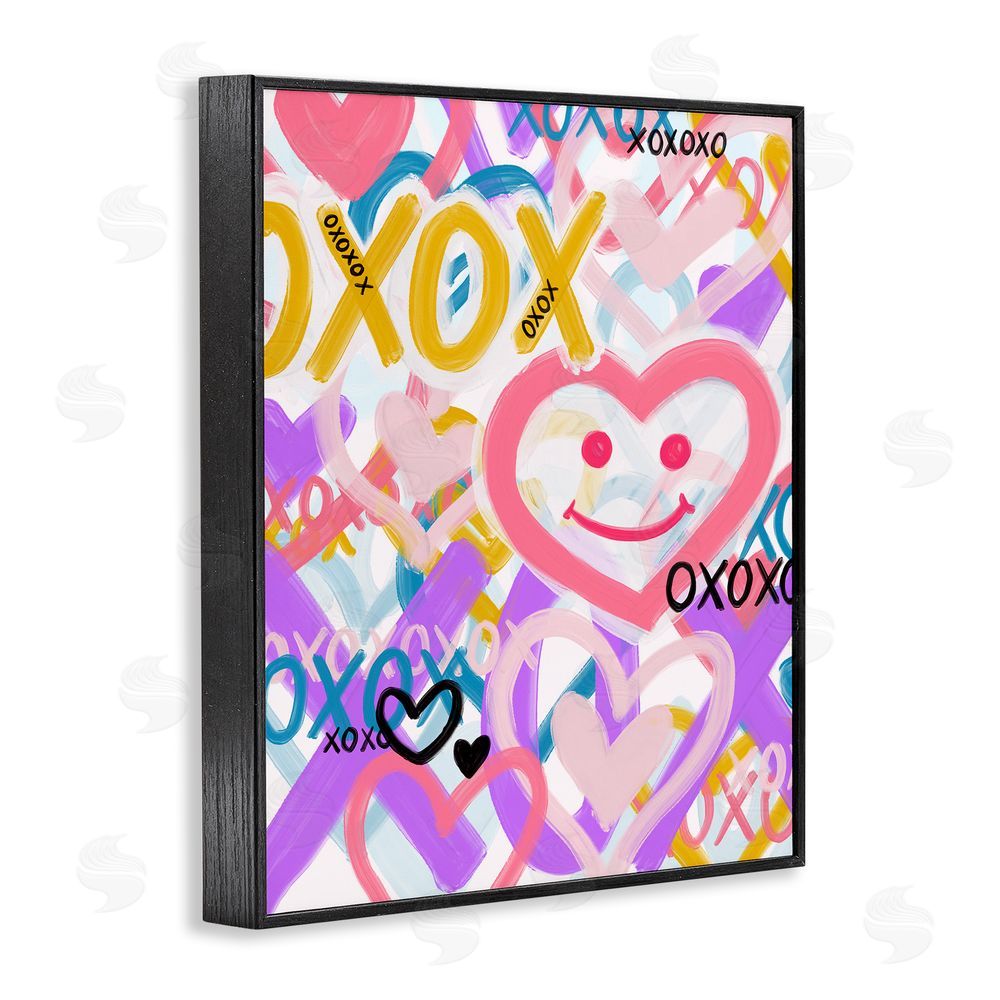 Kristen Brockmon Xoxo Urban Heart Shapes Black Framed Giclee Wall Art Print