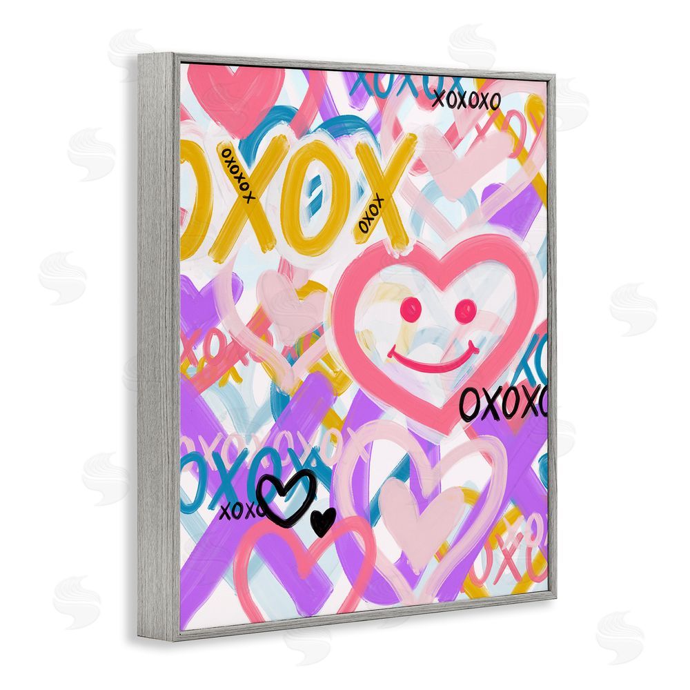 Kristen Brockmon Xoxo Urban Heart Shapes Gray Framed Giclee Wall Art Print