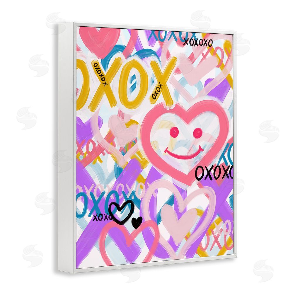 Kristen Brockmon Xoxo Urban Heart Shapes White Framed Giclee Wall Art Print