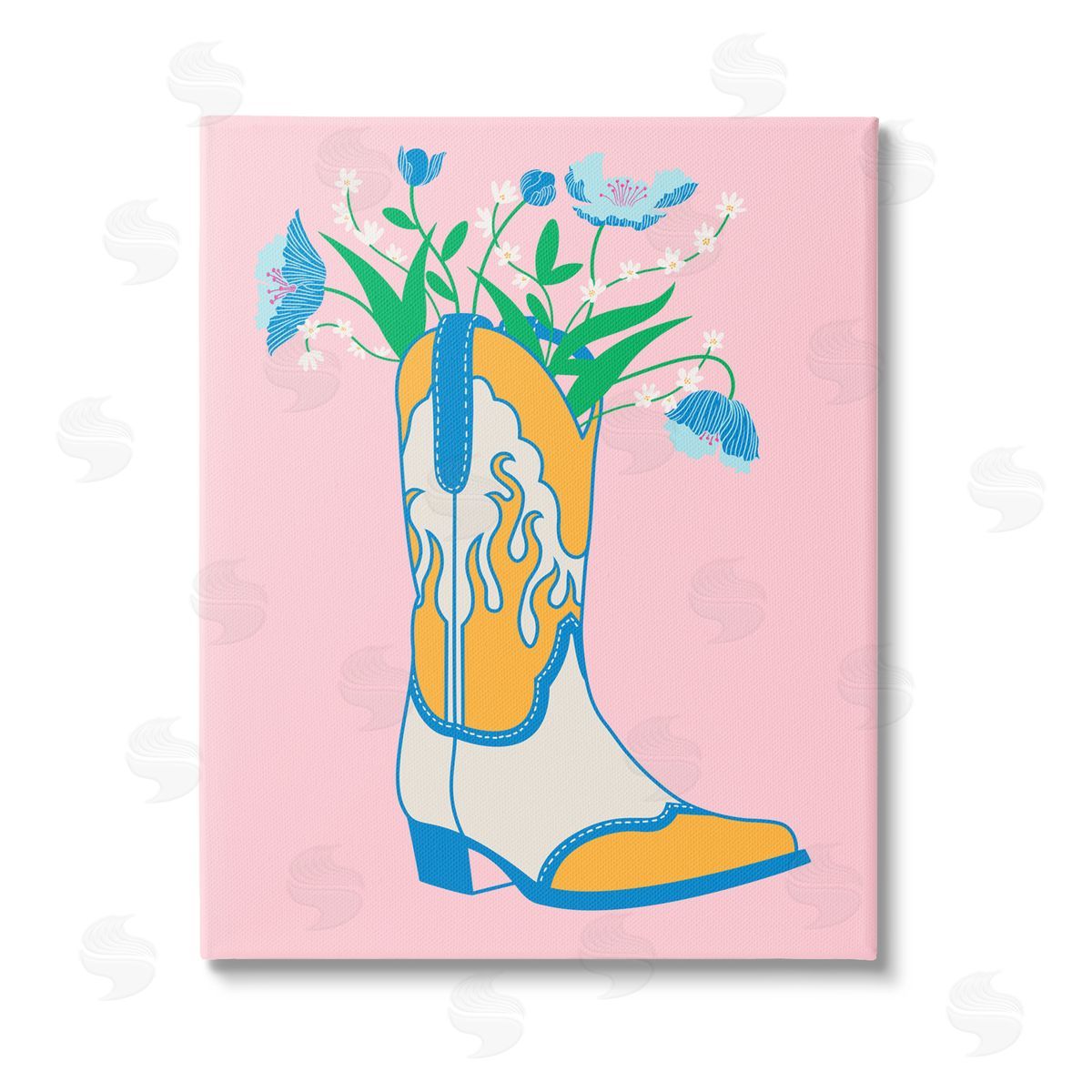 Grace Popp Pastel Cowgirl Boot Stretched Canvas Wall Art Print