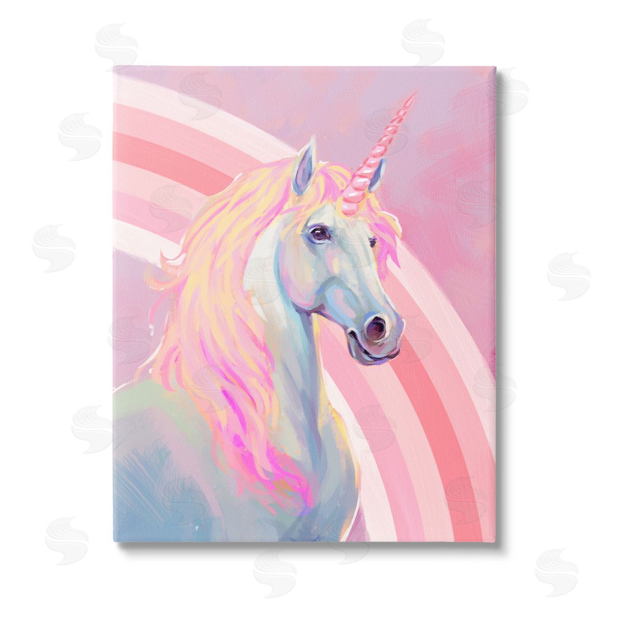 Ziwei Li Pastel Pink Unicorn Stretched Canvas Wall Art Print