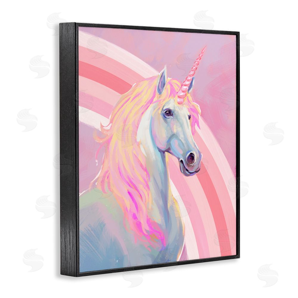 Ziwei Li Pastel Pink Unicorn Black Framed Giclee Wall Art Print