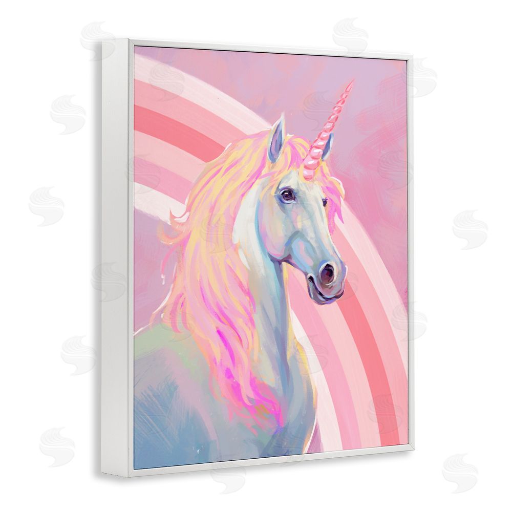 Ziwei Li Pastel Pink Unicorn White Framed Giclee Wall Art Print