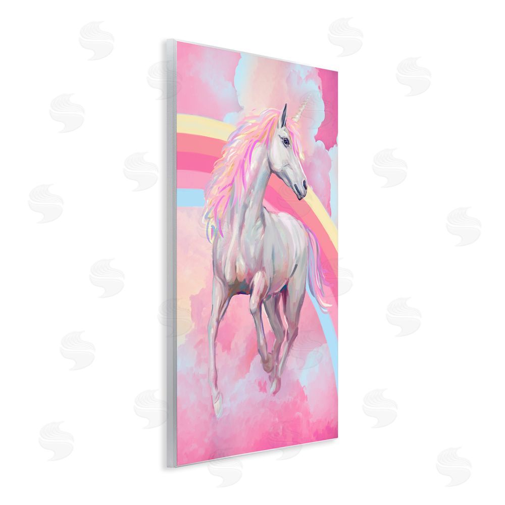Ziwei Li Pink Unicorn & Clouds Wall Plaque Art Print