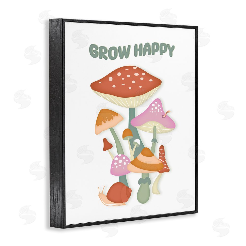 Martina Pavlova Grow Happy Retro Mushrooms Black Framed Giclee Wall Art Print