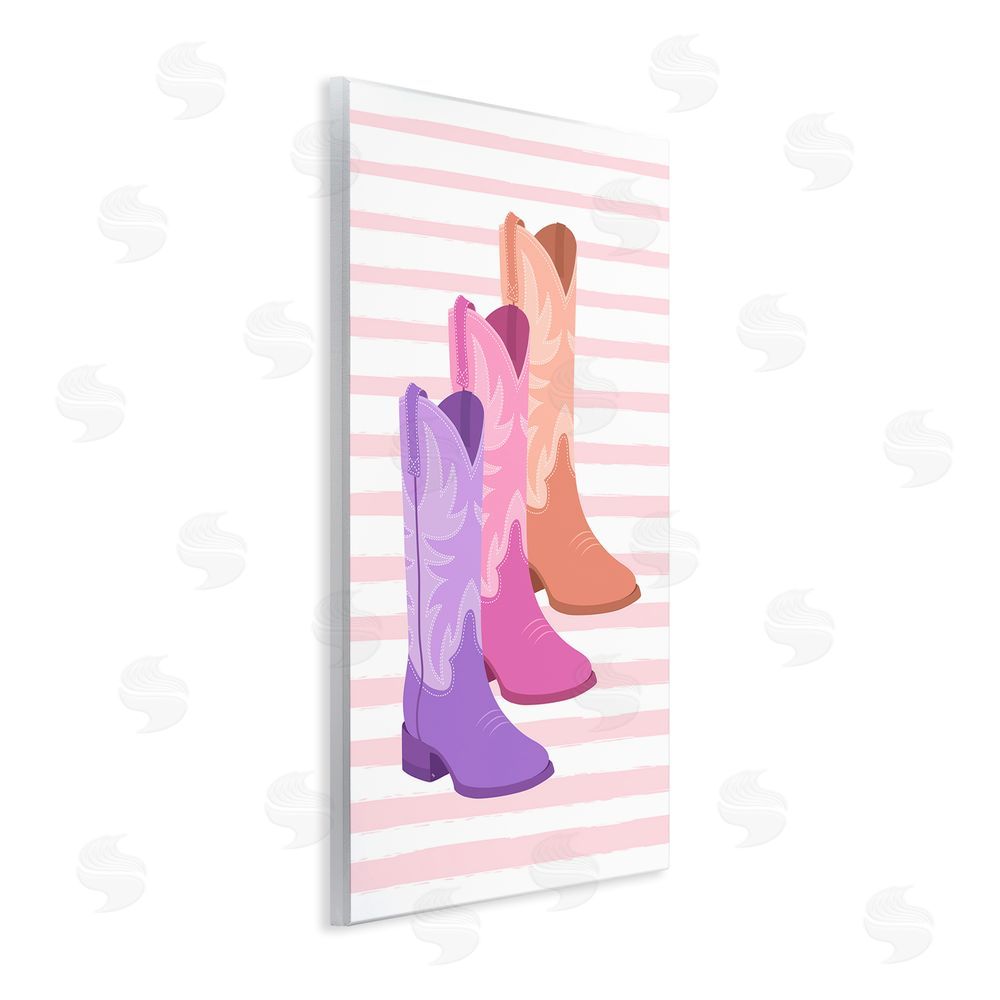 Martina Pavlova Striped Pastel Cowgirl Boots Wall Plaque Art Print