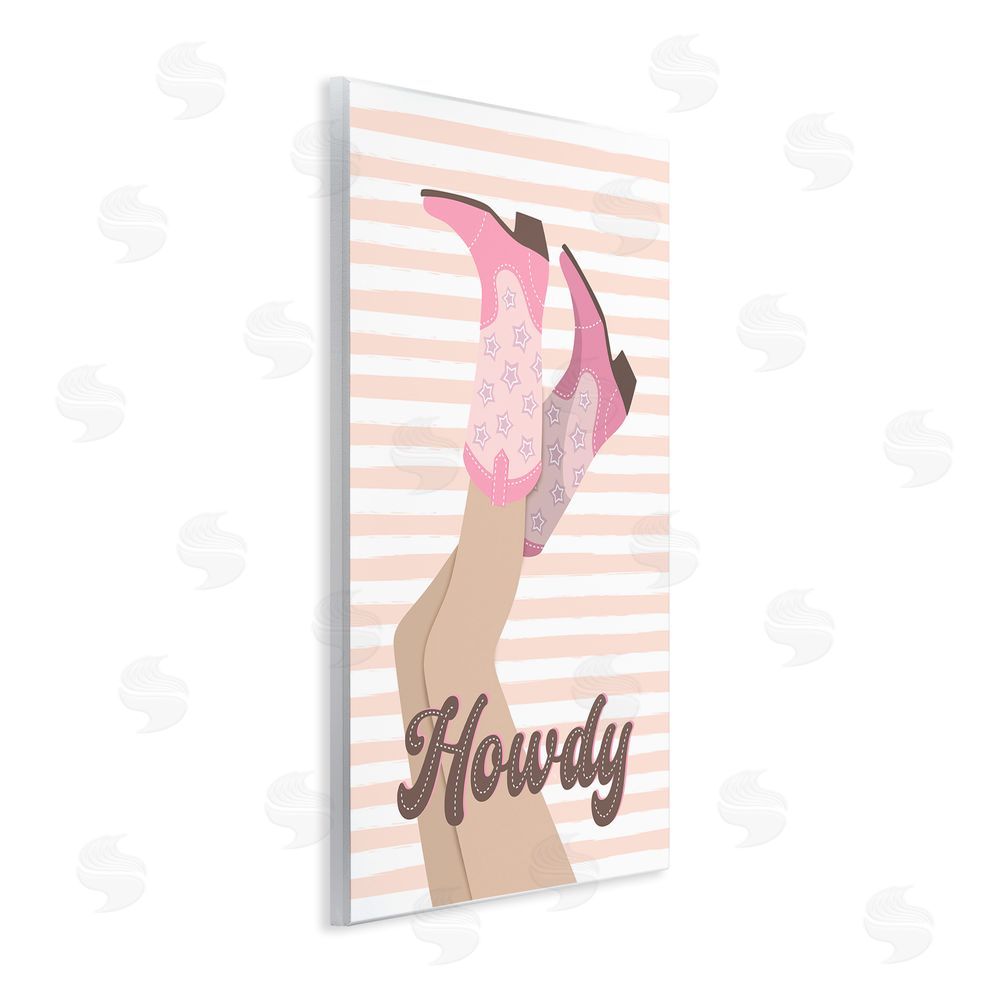 Martina Pavlova Howdy Cowgirl on Stripes Wall Plaque Art Print