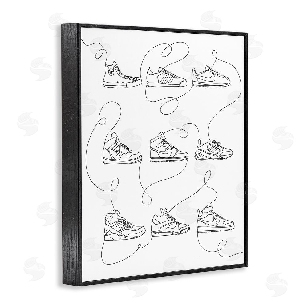 Kamdon Kreations Line Doodle Sneakers Black Framed Giclee Wall Art Print