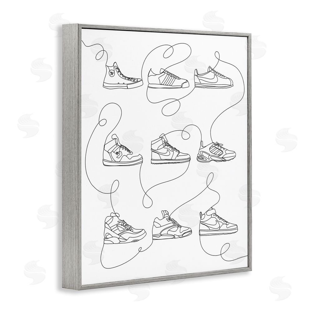 Kamdon Kreations Line Doodle Sneakers Gray Framed Giclee Wall Art Print