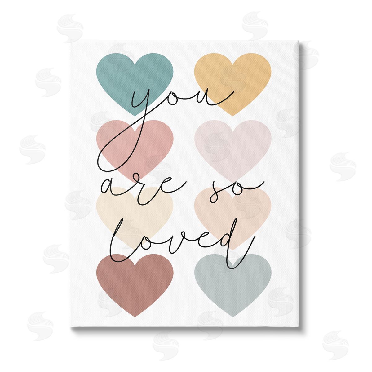 Katie Griggs You Are Loved Hearts Stretched Canvas Wall Art Print