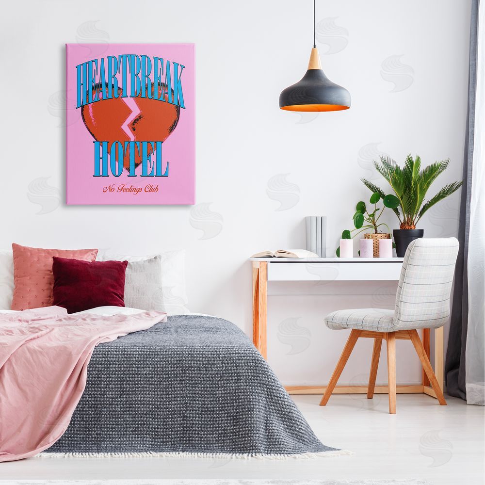 House of Lulu Vintage Heartbreak Hotel Canvas Wall Art Print in Room