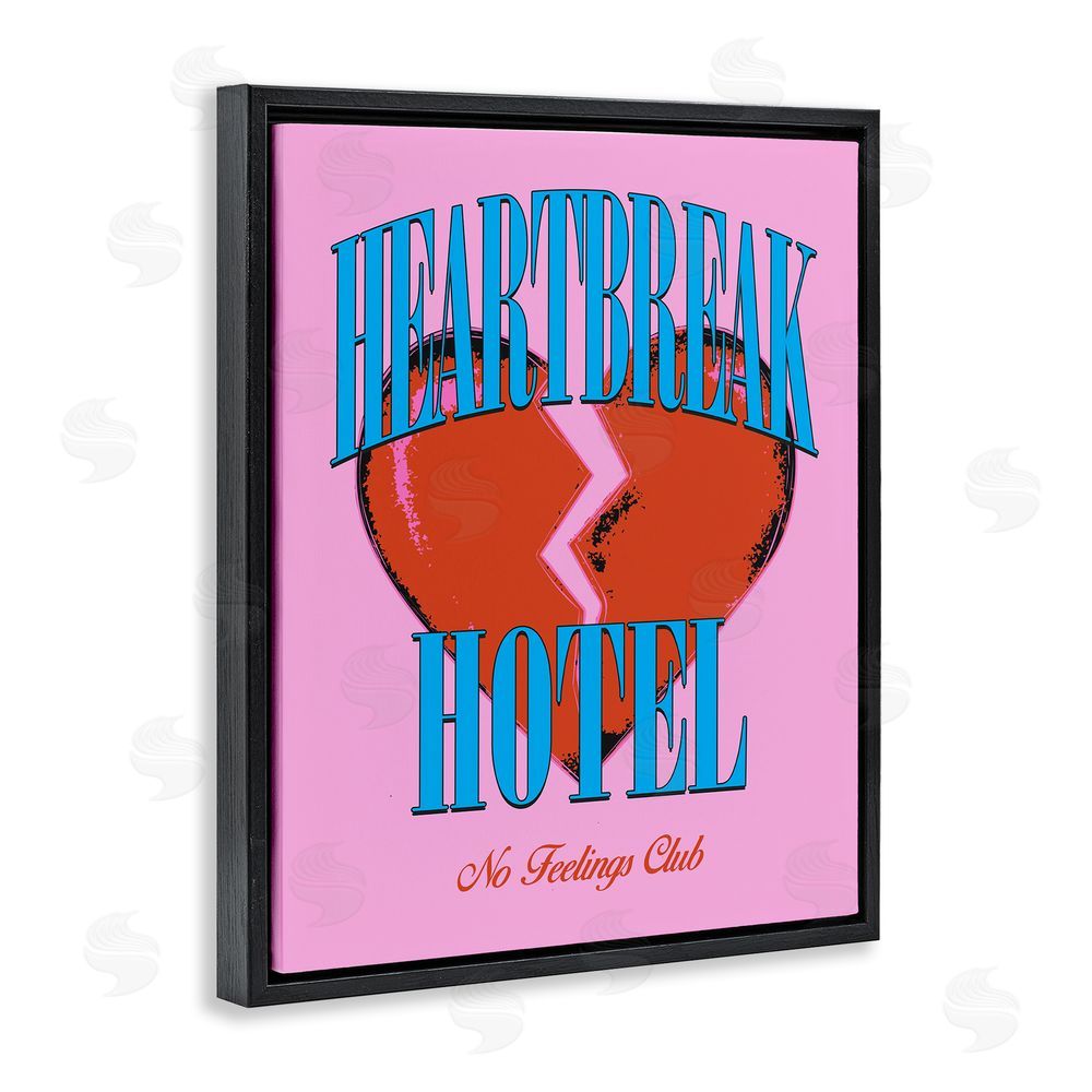 House of Lulu Vintage Heartbreak Hotel Black Floating Frame Canvas Wall Art Print