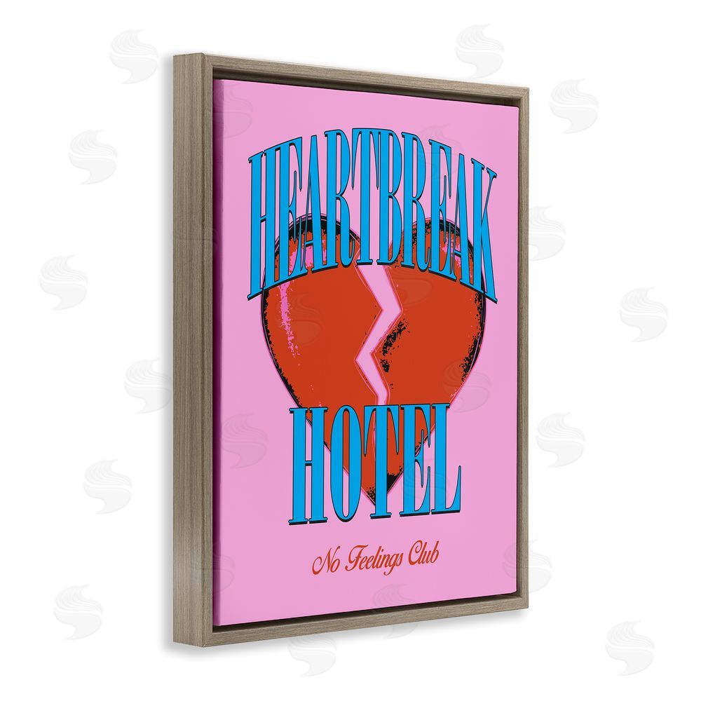 House of Lulu Vintage Heartbreak Hotel Brown Floating Frame Canvas Wall Art Print