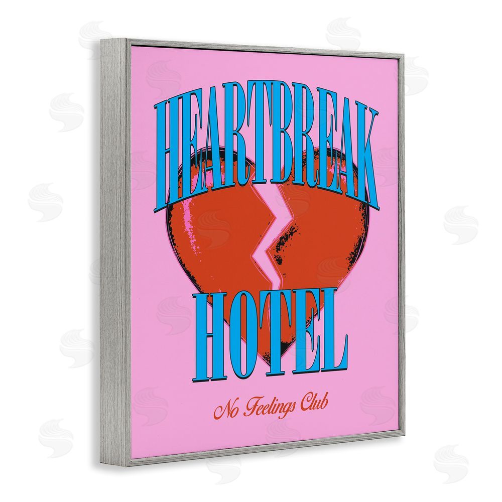 House of Lulu Vintage Heartbreak Hotel Gray Framed Giclee Wall Art Print